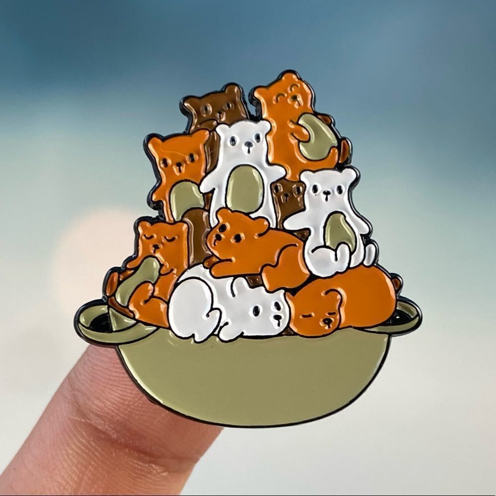 Cup O’ Teddies Enamel Pin/ Brooch Lapel